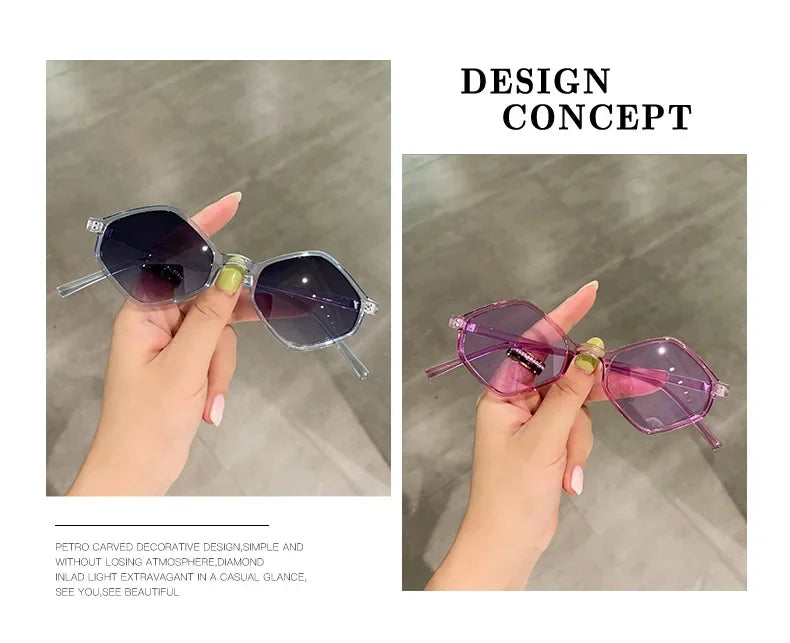 2025 Sunglasses for Women Rhombus Clear Blue Sun Glasses Irregular Vintage Small Frame Goggle UV400 Ladies Lentes De Sol Mujer
