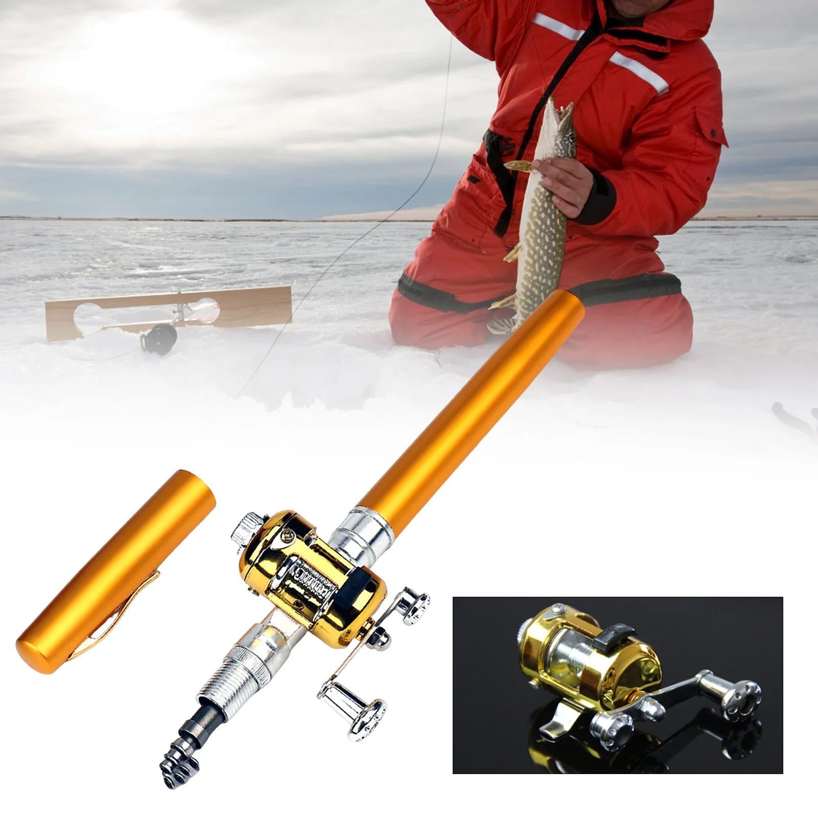 Mini Fishing Rods Pocket Telescopic Aluminium Alloy Lure Rod Pole Expand 1m for Fishing Enthusiast Collectors