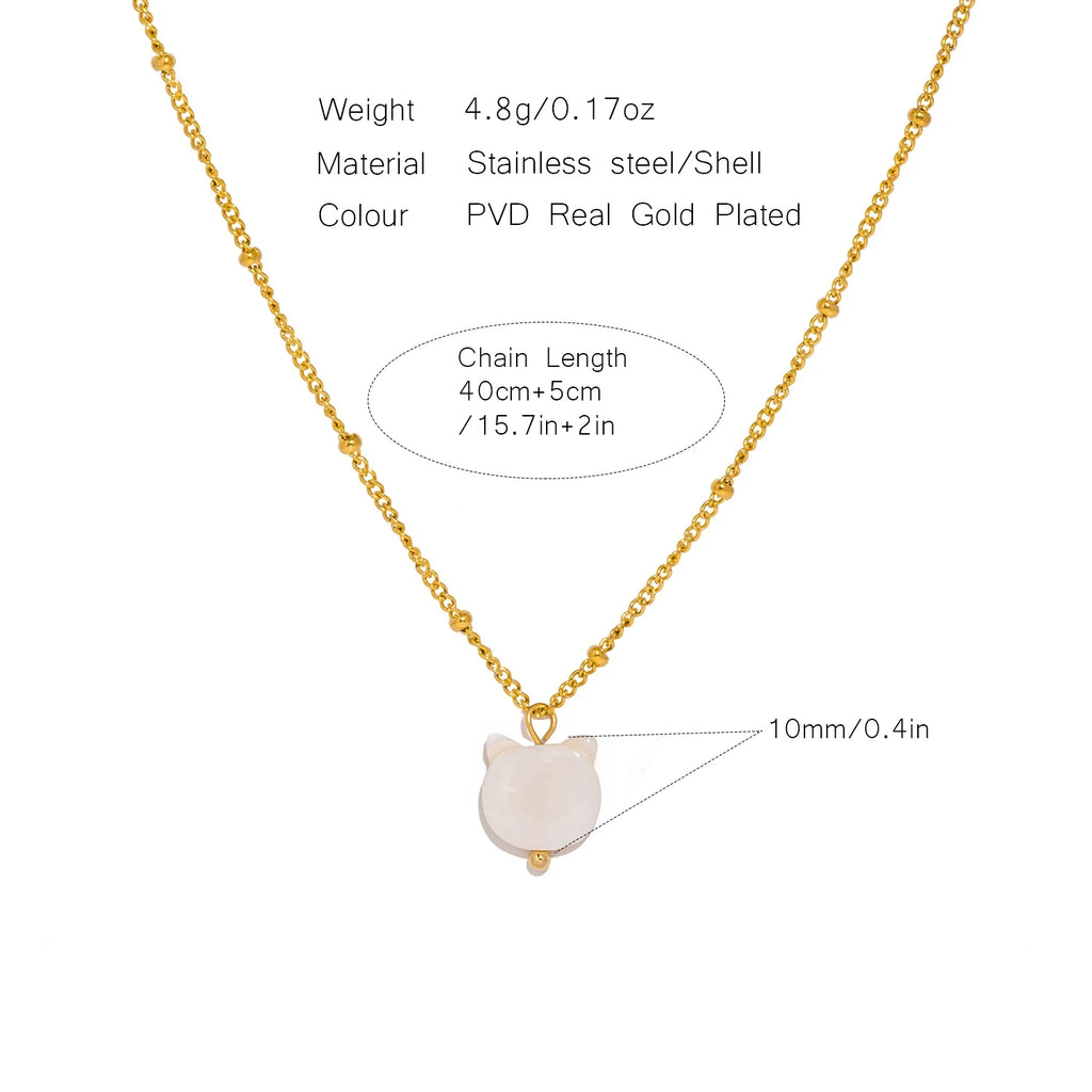 Fashion White Shell Sakura Pendant Necklace Vintage Stainless Steel Metal 2024 Exquisite Charm Flower Jewelry Gift