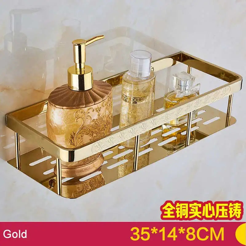 BAKALA Brass Bathroom Accessories Corner Shelf  Finished Wall Mounted Bath Shower Caddy Storage Holder BR-6716