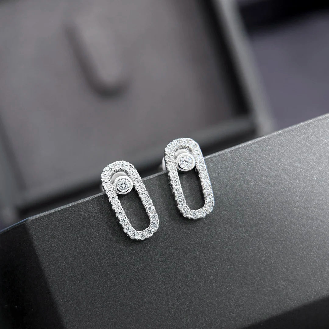 Classic French luxury jewelry S925 women's earrings made of pure silver material. Exquisite engagement gift. move stone