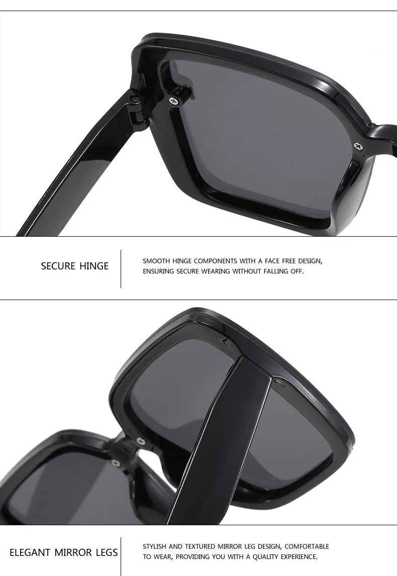 Brand Sunglasses Women's Square Classic Large Frame Fashion Men's Rectangular Letter Design Retro Sun Glasses UV400