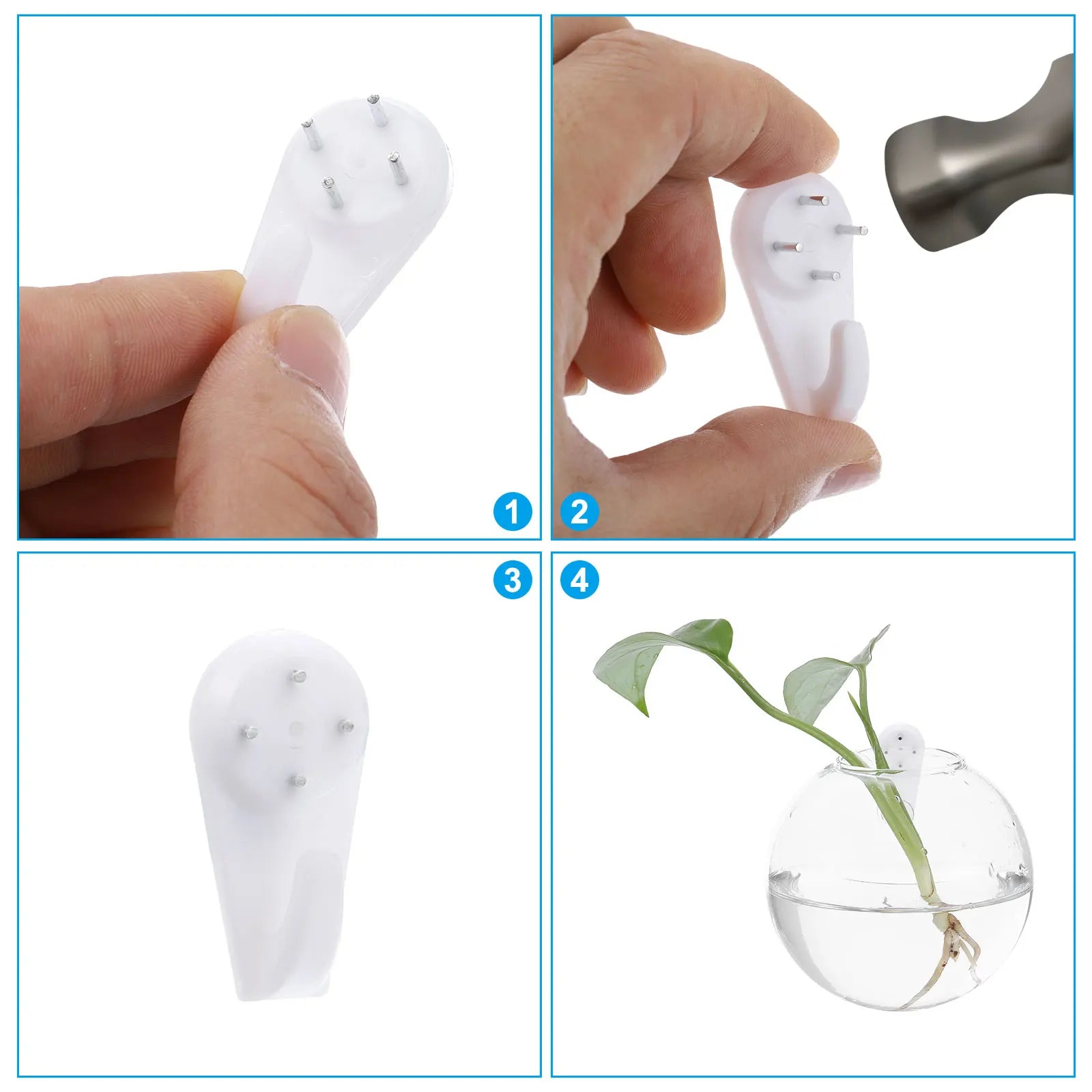 Wall Vases for Flowers, 4 Pcs Planters Hanging Glass Terrariums Propagation Station for Home Office Decor Housewarming Gifts