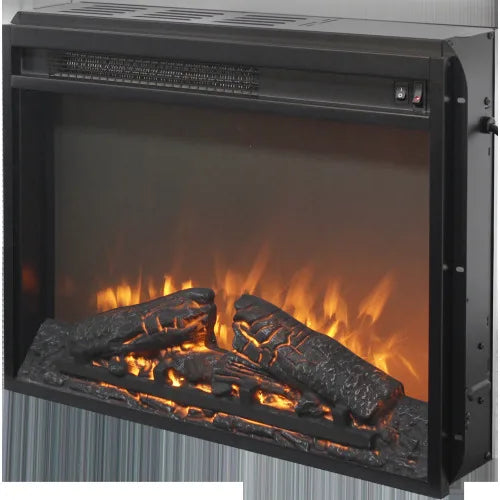 23" Electric Fireplace Insert  3D Infrared Heater with IR Remote  Glass View  Adjustable Realistic Logs & Flames  Indoor Use