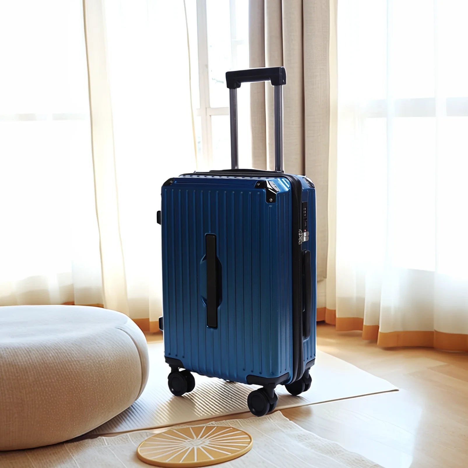 Unisex 20''Carry-on Luggage with Portable Hook & Removable Wheels Anti-collision Corner Sturdy Handle Suitcase For Solo Trip