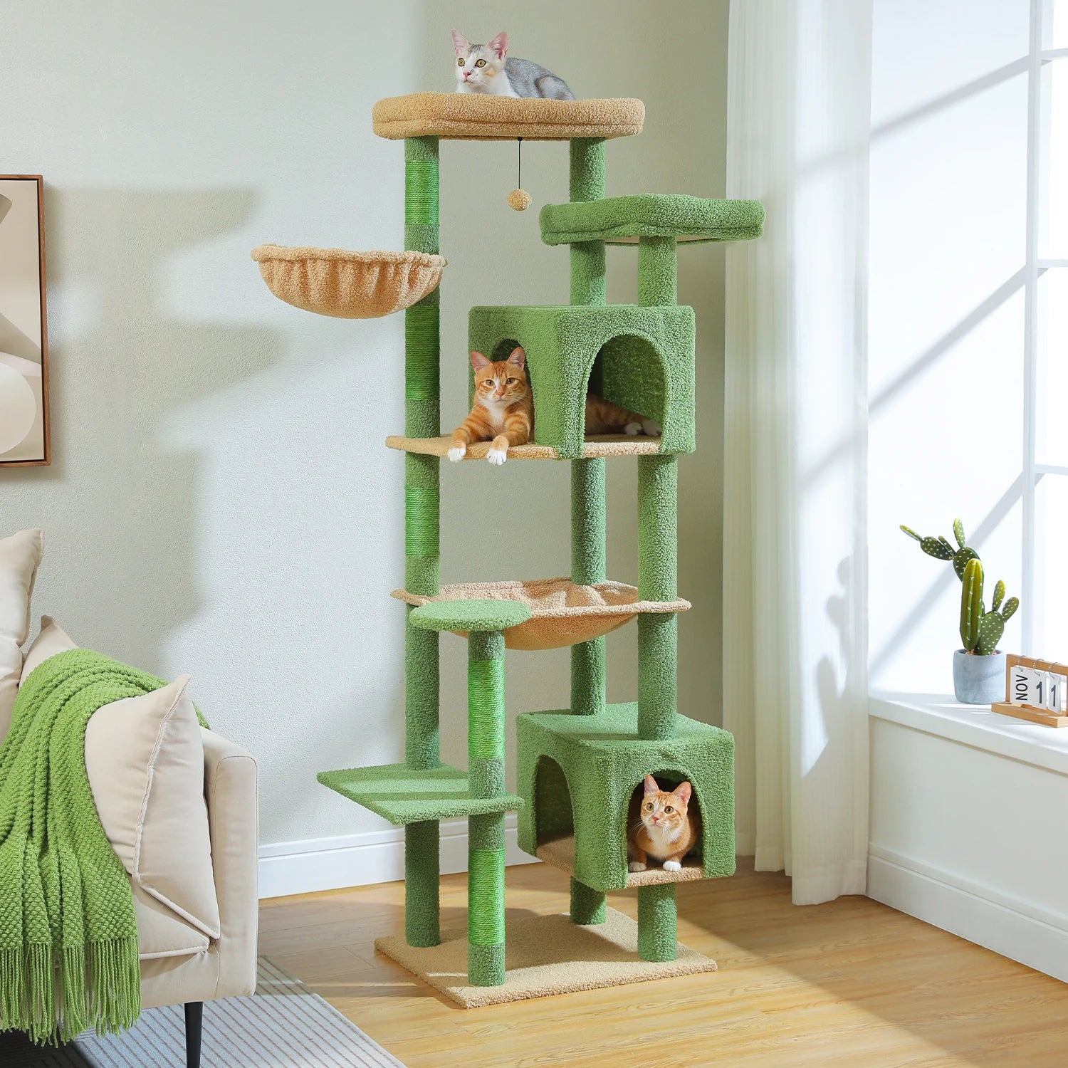 Large Cat Tree for Indoor Large Adult Cats, Multi-Level Cat Tower with Scratching Posts Super Large Hammock Cozy Condo Top Perch