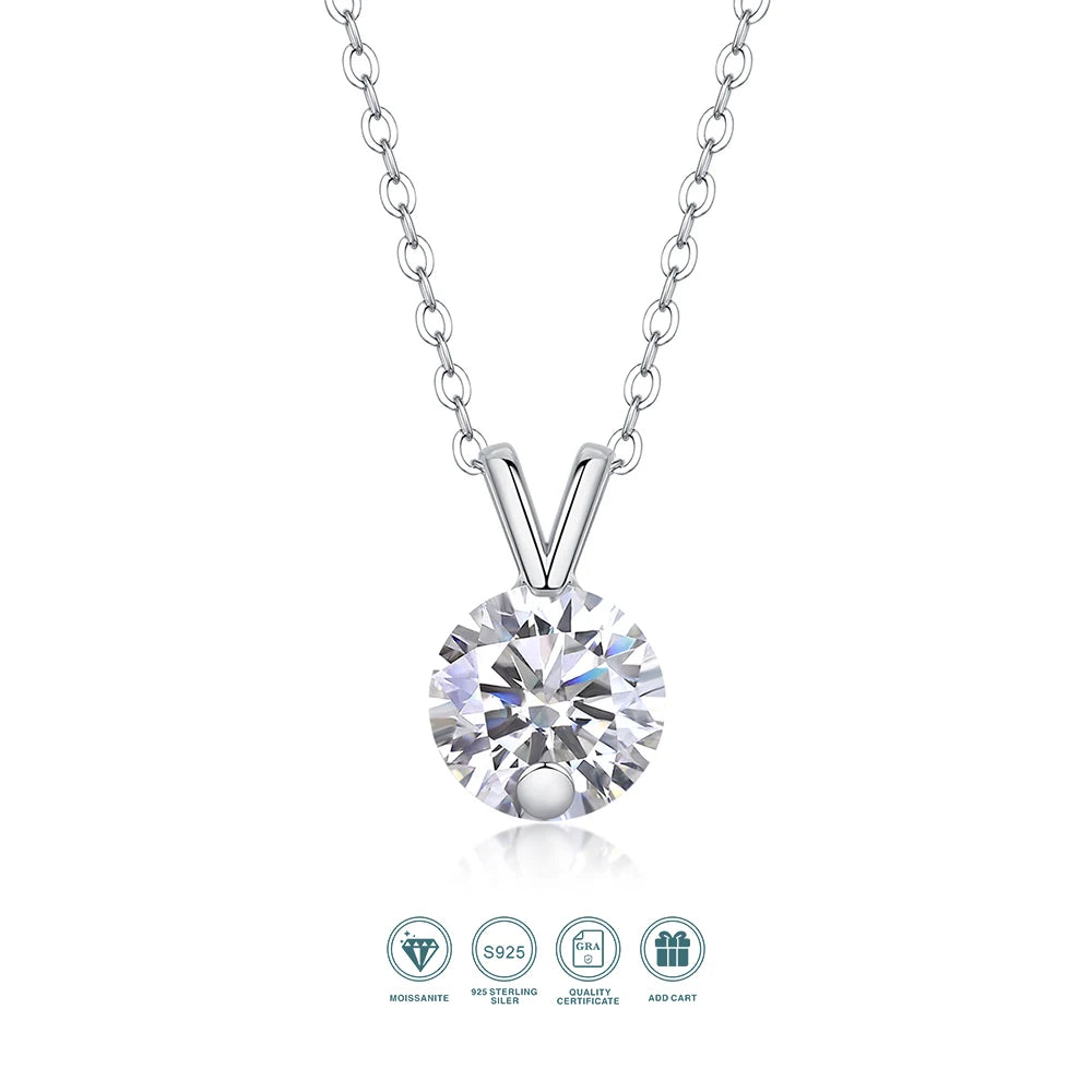 JIUZUAN Moissanite Necklace 18K Gold Plated 925 Silver Solitaire Pendant Minimalist Style Elegant Gift Comes with GRA Certificat