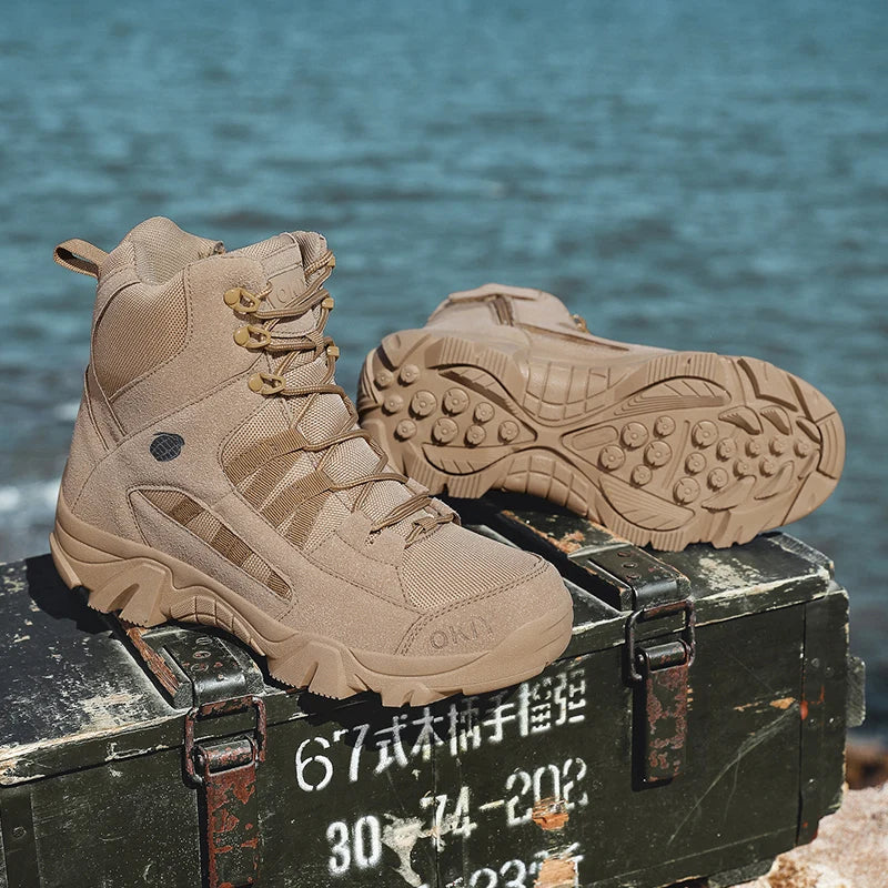 Hiking Men Shoes Mid-top Outdoor Comfortable Anti-slip Combat  Boots Men Shoes Thick-soled Sporty Keep Warm Casual Men Shoes