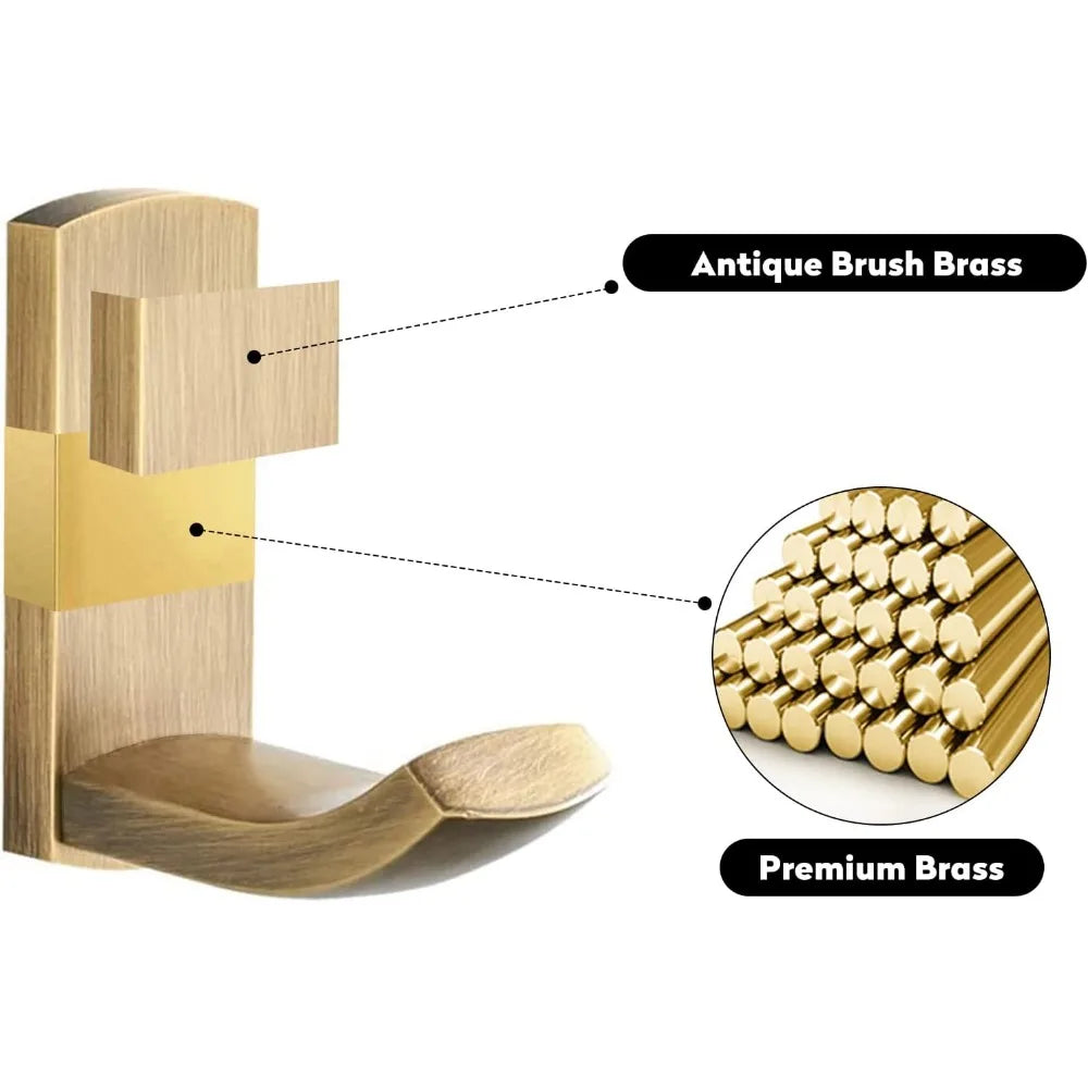 Antique Style Brass Bathroom Accessories Set: Towel Holder, Toilet Paper Holder, Robe Hook, and Brushed Brass Wall Mount