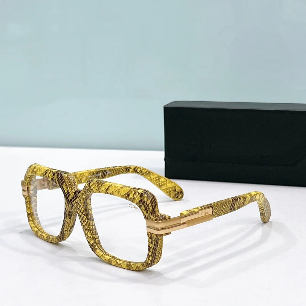 Original ACAZAL MOD6073 Stylish Top Quality Acetate+Leather Frame Men Sunglasses UV400 Clear Lens Business Women Couple Eyewear