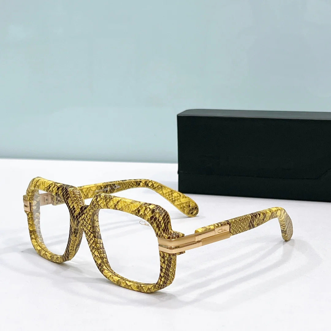 Original ACAZAL MOD6073 Stylish Top Quality Acetate+Leather Frame Men Sunglasses UV400 Clear Lens Business Women Couple Eyewear