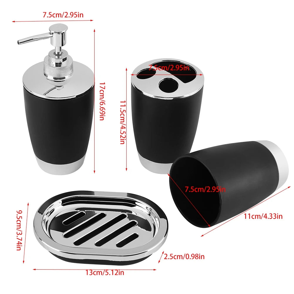 4Pcs/Set Bathroom Suit Accessories Includes Cup Toothbrush Holder Soap Dish Dispenser Bathroom Suit Accessories