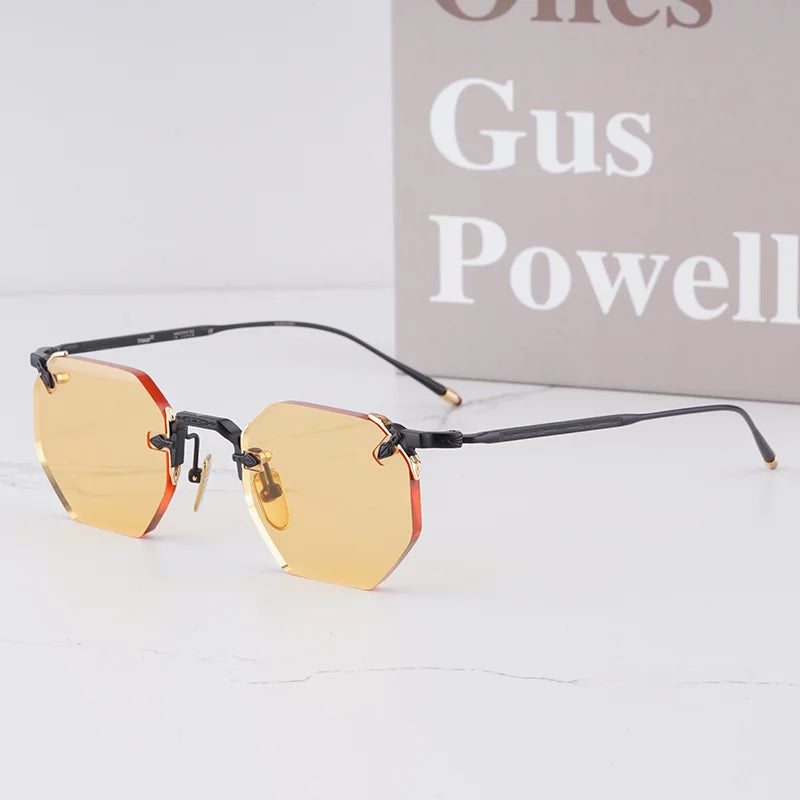 ELDORADO Light Luxury Sliver Boundless Sunglasses for Male Designer Hand Craft Top Quality Rimless Alloy Solar Glasses for Men