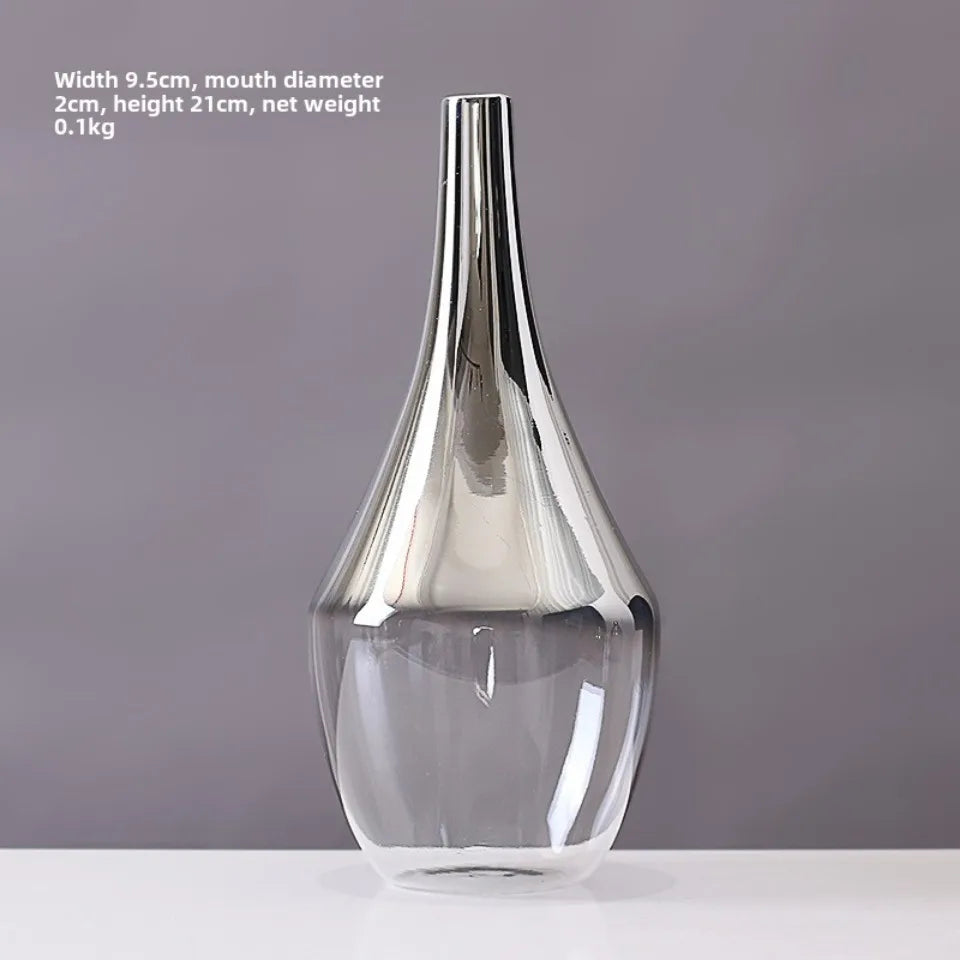 2025 New Brand Nordic Glass Vase Creative Silver Gradient Dried Insert Desktop Terrarium Jewelry Decoration Plant Holder
