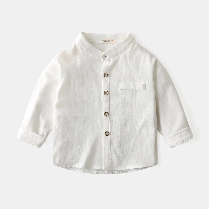 Baby Clothes Boys Shirts Buttons Soft Cotton Fall Kids Blouse Boutique Infantil 1 to 2 3 4 5 6 Yrs Casual White Blue Yellow Tops