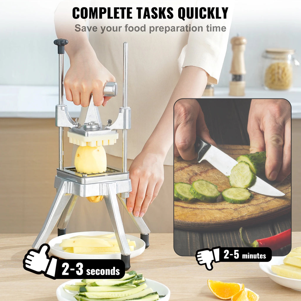 SucceBuy 3/8 1/4 Inch Manual Fruit Vegetable Dicer Cutter Commercial Food Cutter Stainless Steel Slicer for Restaurant Kitchen