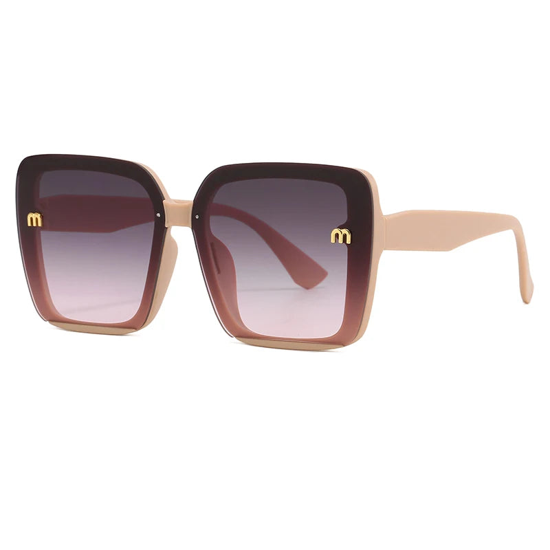 Brand Sunglasses Women's Square Classic Large Frame Fashion Men's Rectangular Letter Design Retro Sun Glasses UV400