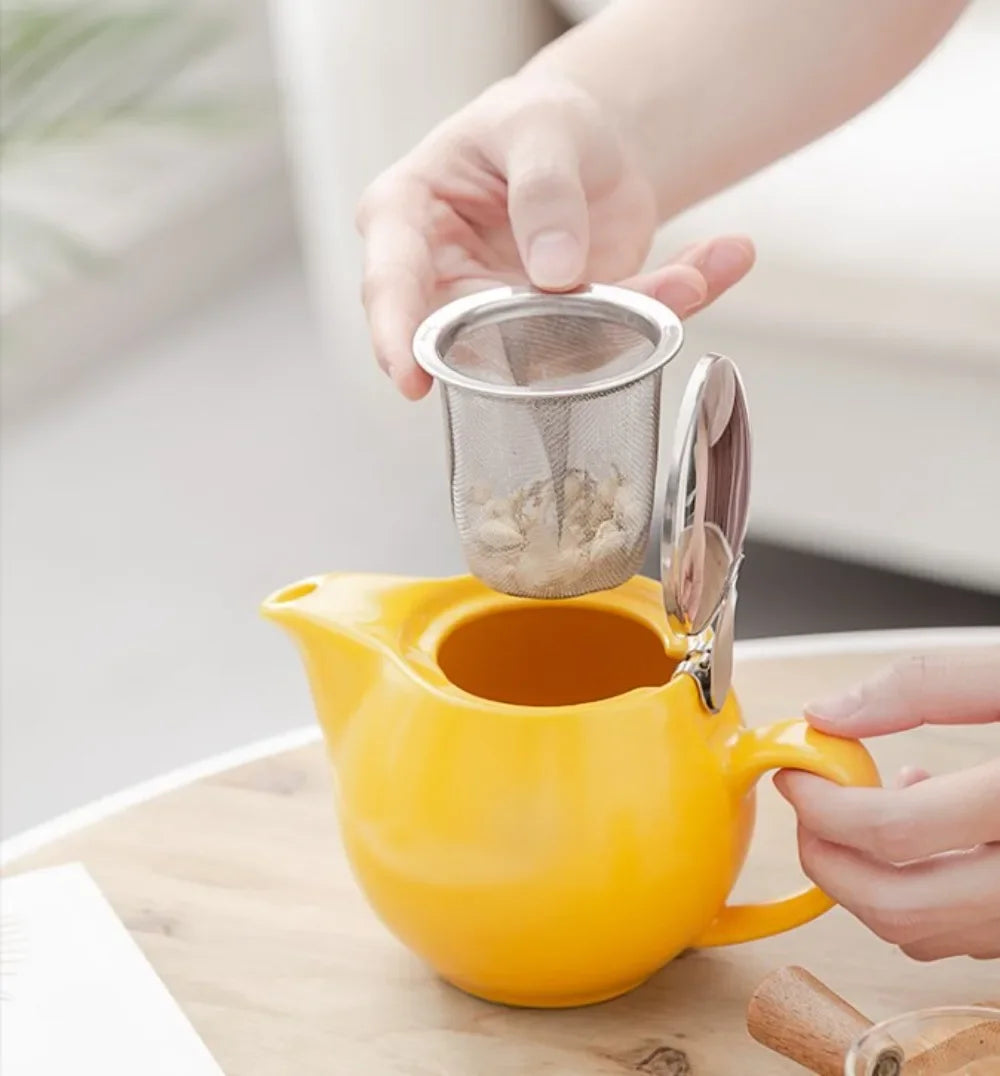 350ml Mini British Ceramic Pot with Filter Handbrewed Coffee Pot Appliance Set Large Portable Teapot Afternoon Christmas Gift