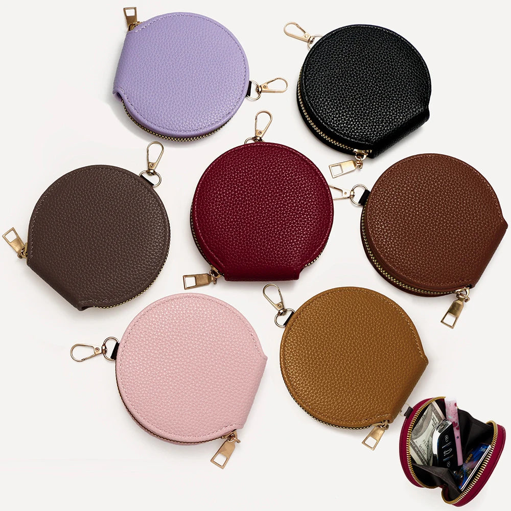 New High Quality Women's Zipper Wallet Portable Round Mini Card Bag Female Coin Pocket Key Bag Credit Card Holder Women's Purses