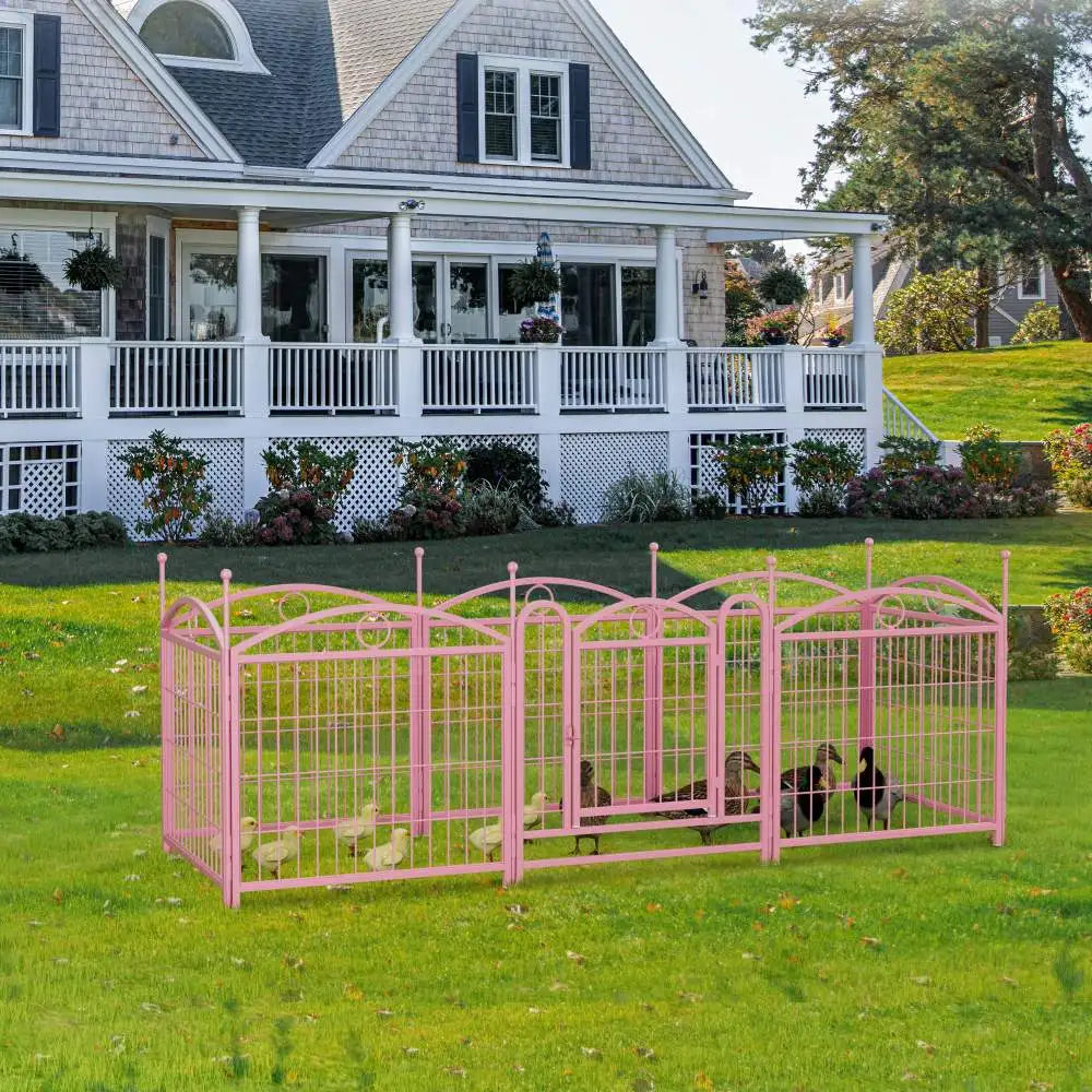Dog Playpen Indoor 24 inch 8 Panels Metal Dog Pen Pet Dog Fence Outdoor Exercise Pen with Doors, Heavy Duty Dog Fence Puppy Pen