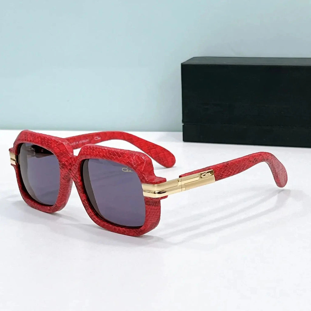 ORIGINALCAZAL MOD6073 Leather+Acetate Frame Classic Business Men Sunglasses Luxury UV400 Brown Lenses Women Couple Eyewear