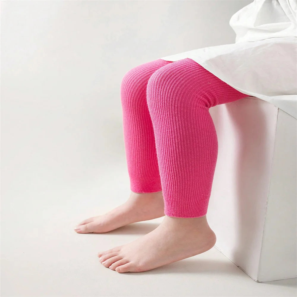 1 pack of girls' spring and winter slim solid color versatile cropped pants with leggings