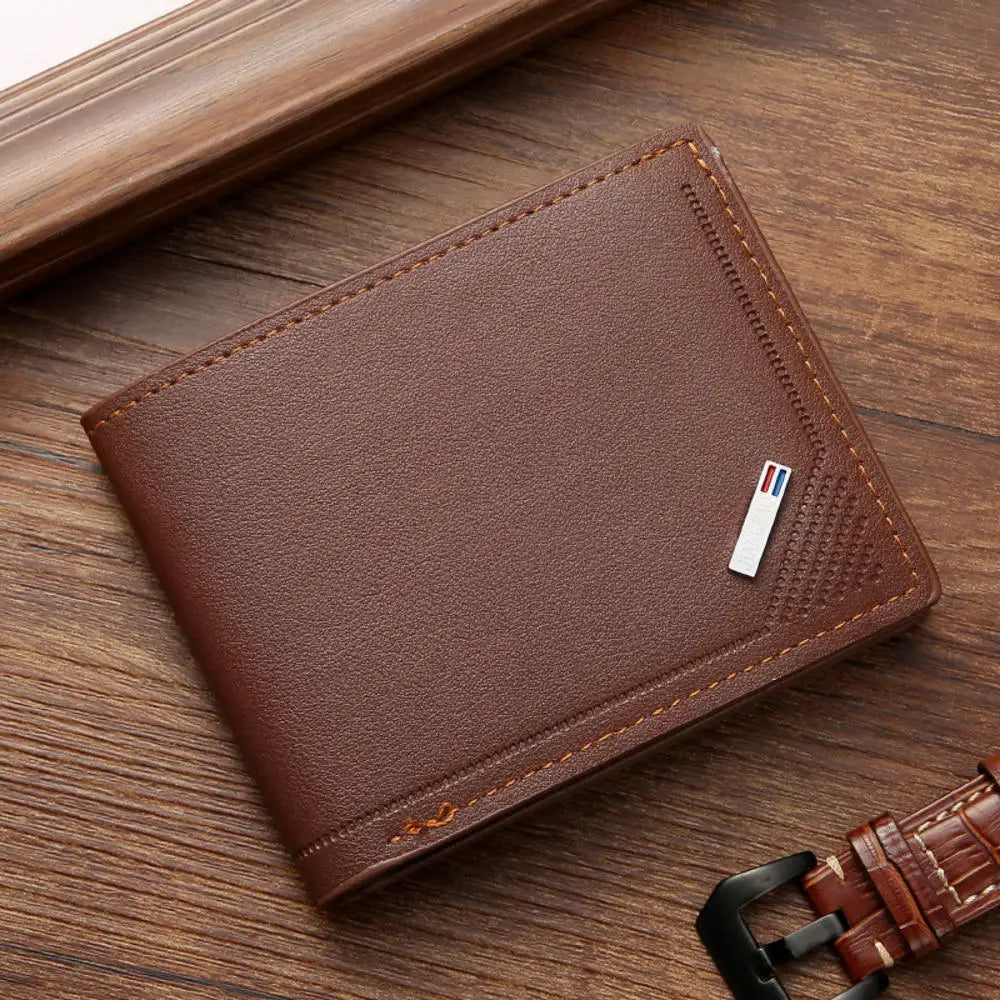 Men Short Pu Leather Wallets Vintage Thin Male Credit Card Holder Black Small Money Purses large capacity card holder Bag
