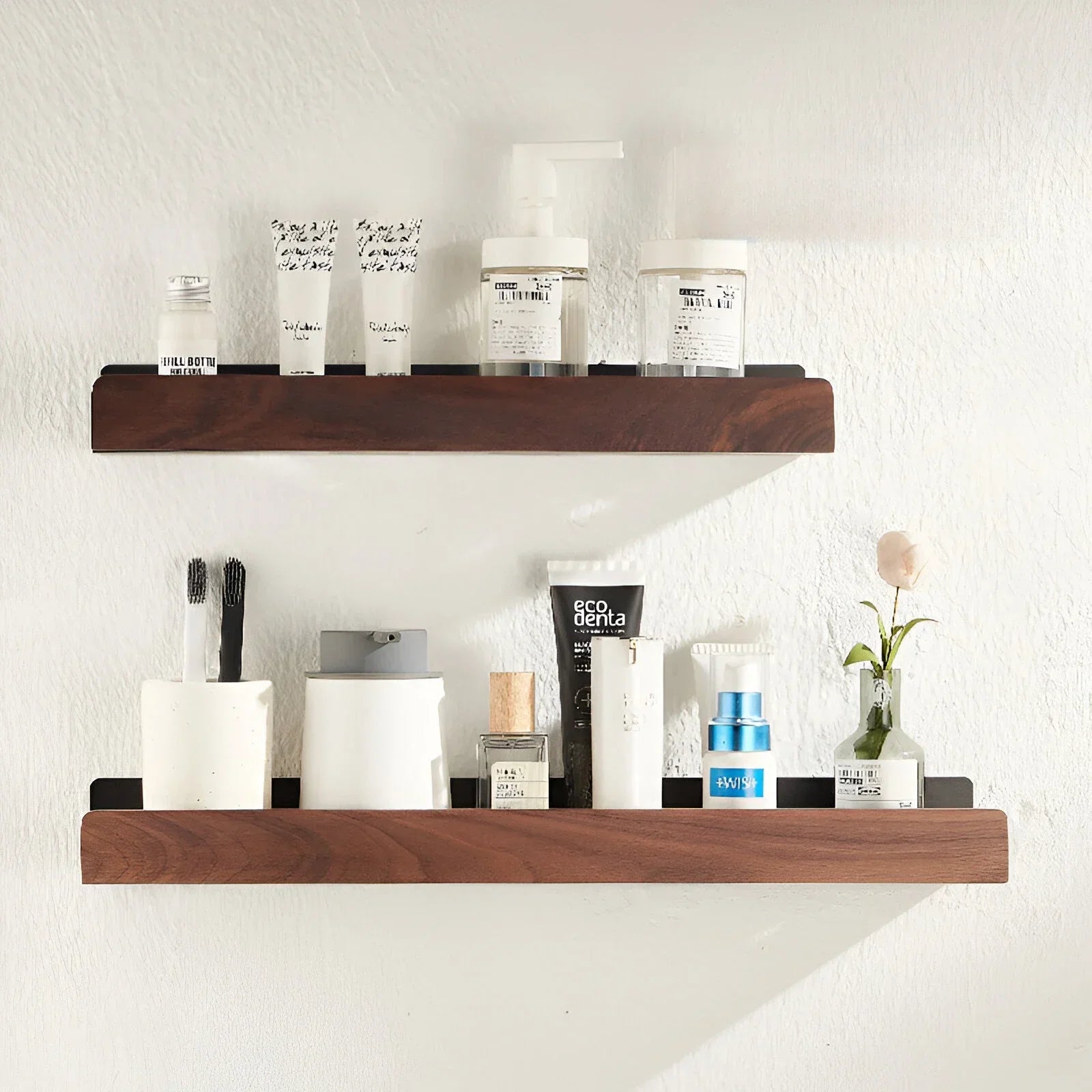 Black Walnut Wood Bathroom Storage Shelf Wall Mounted Toilet Non Perforated Bathroom Storage Rack  Bathroom organizer