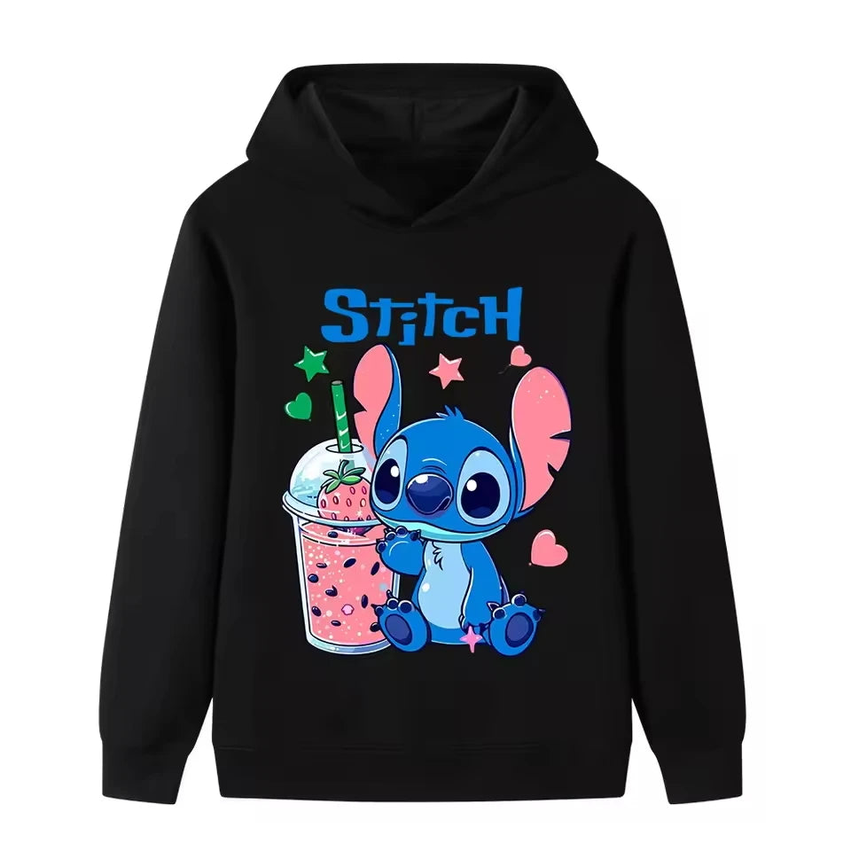 Disney Stitch Children's Spring and Autumn Hoodie 2-12 Year Old Boys and Girls Casual Fashion Outdoor Sports Long Sleeve Top
