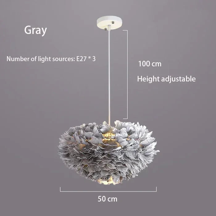 Feather Chandelier Nordic Modern Living Bedroom Ceiling Lighting Warm Dining Room Lamp Clothing Cafe Coffee Shop