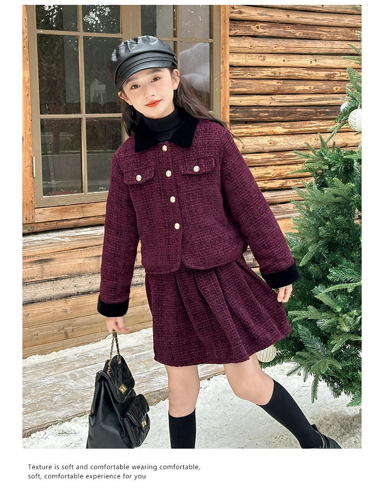 baby Girls Outfits blazer+Pleated skirt 2pcs kids girls clothes set Designer Style 4-14 years coat+skirt teen girl clothing suit