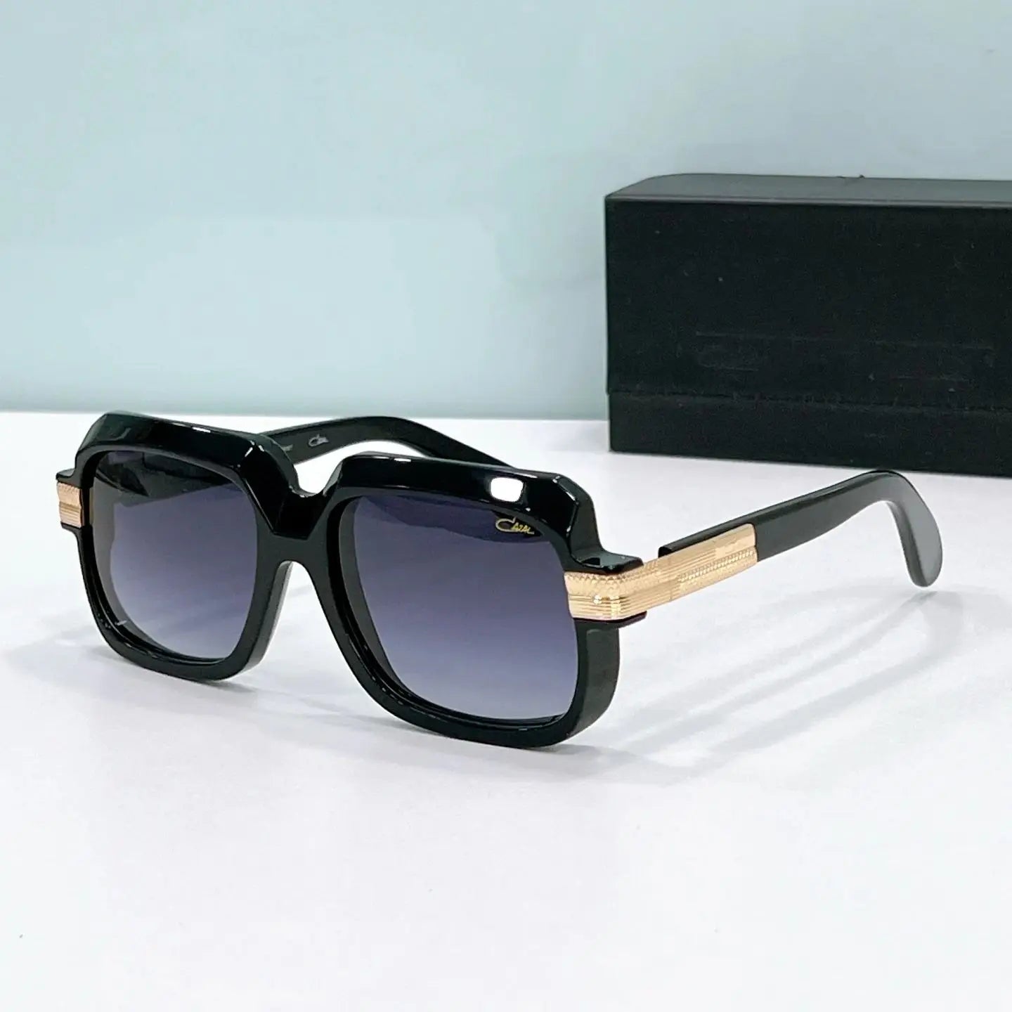 Original CCAZAL MOD607 Top Quality Acetate Black Frame Retro Men Sunglasses Stylish Leisure Square Business Women Couple Eyewear