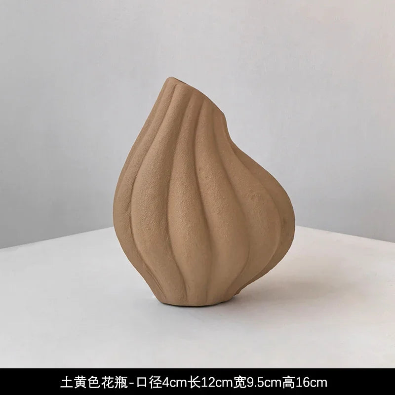 Livetai Wabi-Sabi Handmade Ceramic Vase, Organic Artistic Flower Pot for Living Room, Study & TV Console, Modern Boho Decor