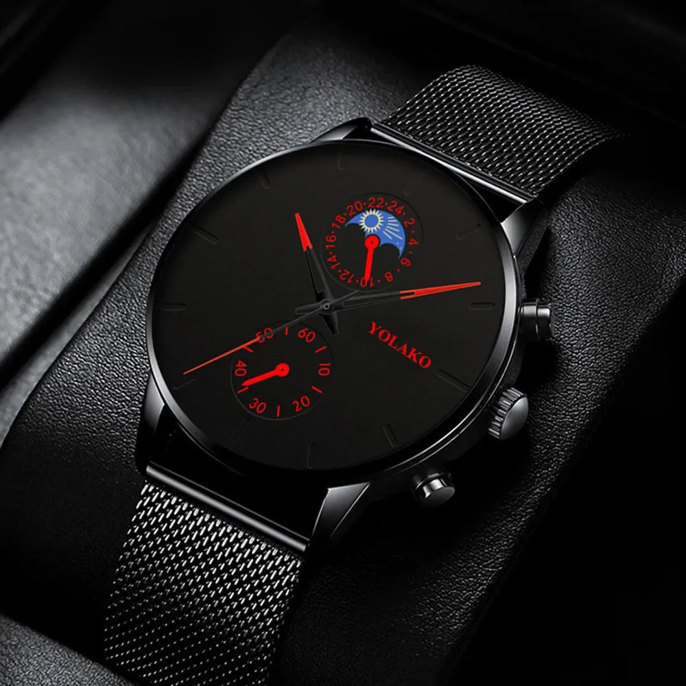 Reloj Hombre Mens Watches Luxury Stainless Steel Mesh Belt Quartz Wristwatch Men Business Calendar Clock Relogio Masculino