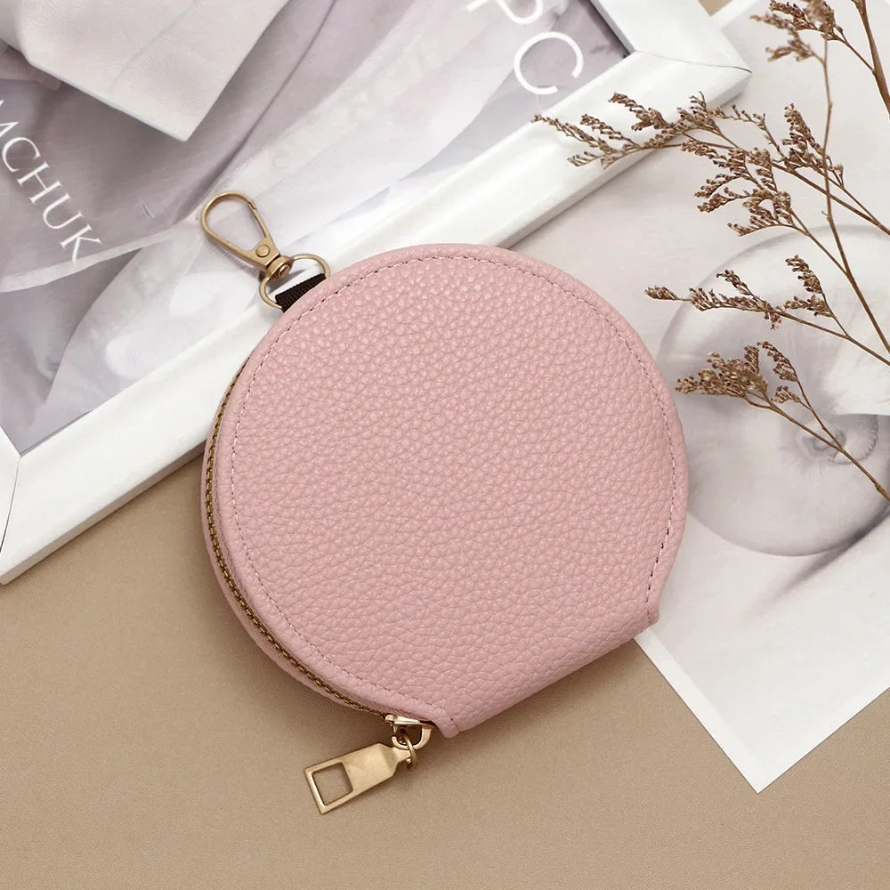 New High Quality Women's Zipper Wallet Portable Round Mini Card Bag Female Coin Pocket Key Bag Credit Card Holder Women's Purses