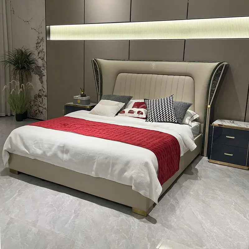 High Quality Light Luxury Bed Frame Luxury Modern Fashionable Bed Aesthetics Minimalist Camas De Dormitorio House Accessories