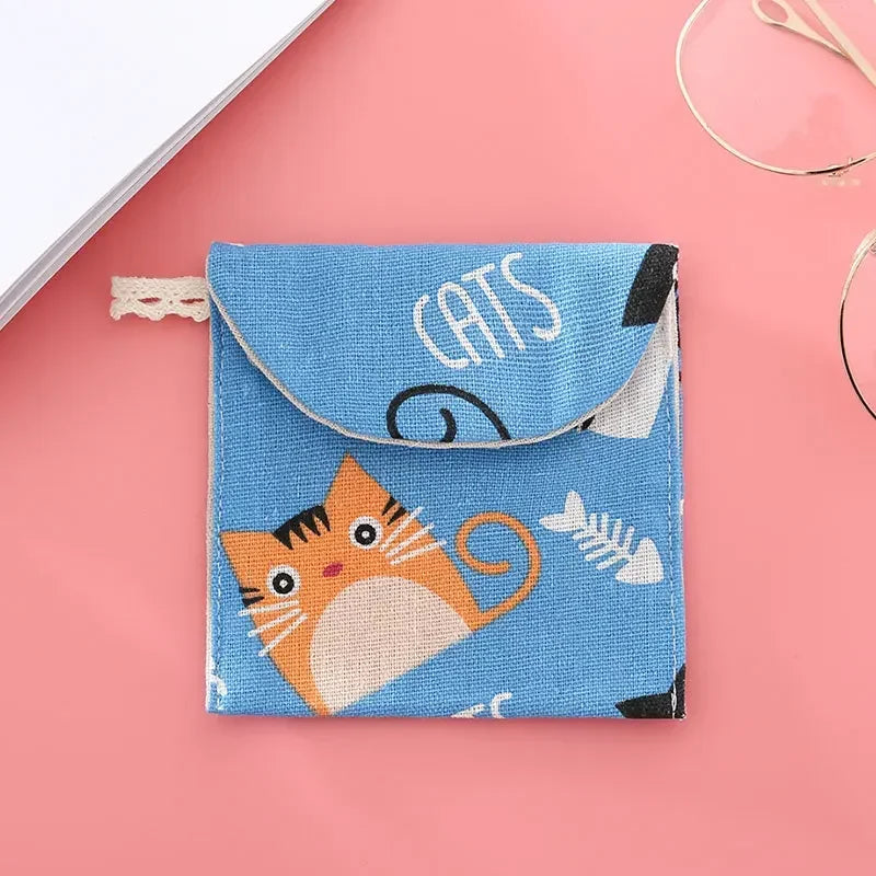 Women Cosmetic Organizer Sanitary Napkin Storage Bag Girls Ladies Cute Coin Card Makeup Storage Pouch Small Cosmetic Bags