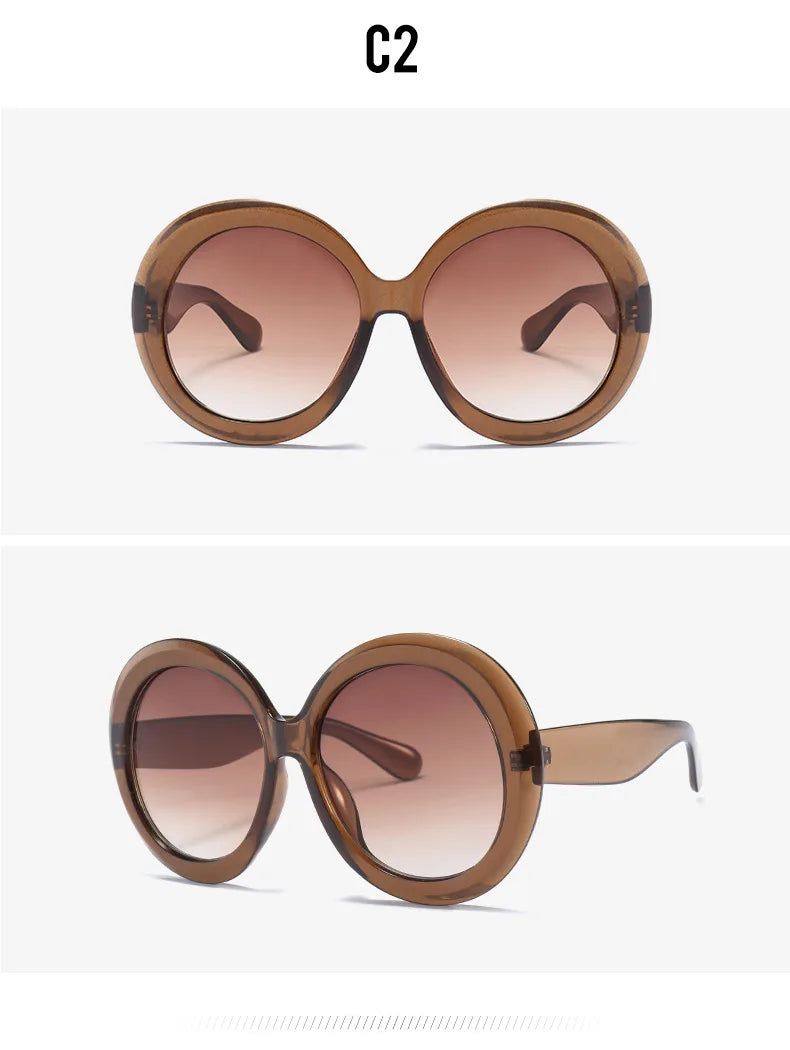 Unisex Big Round Sunglasses Women 2023 New Fashion Retro Oversized Sun Glasses Vintage Gradient Black Shades Luxury Eyewear
