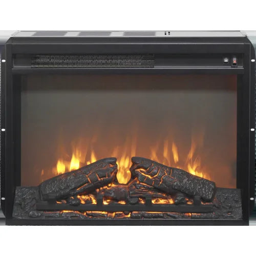 23" Electric Fireplace Insert  3D Infrared Heater with IR Remote  Glass View  Adjustable Realistic Logs & Flames  Indoor Use