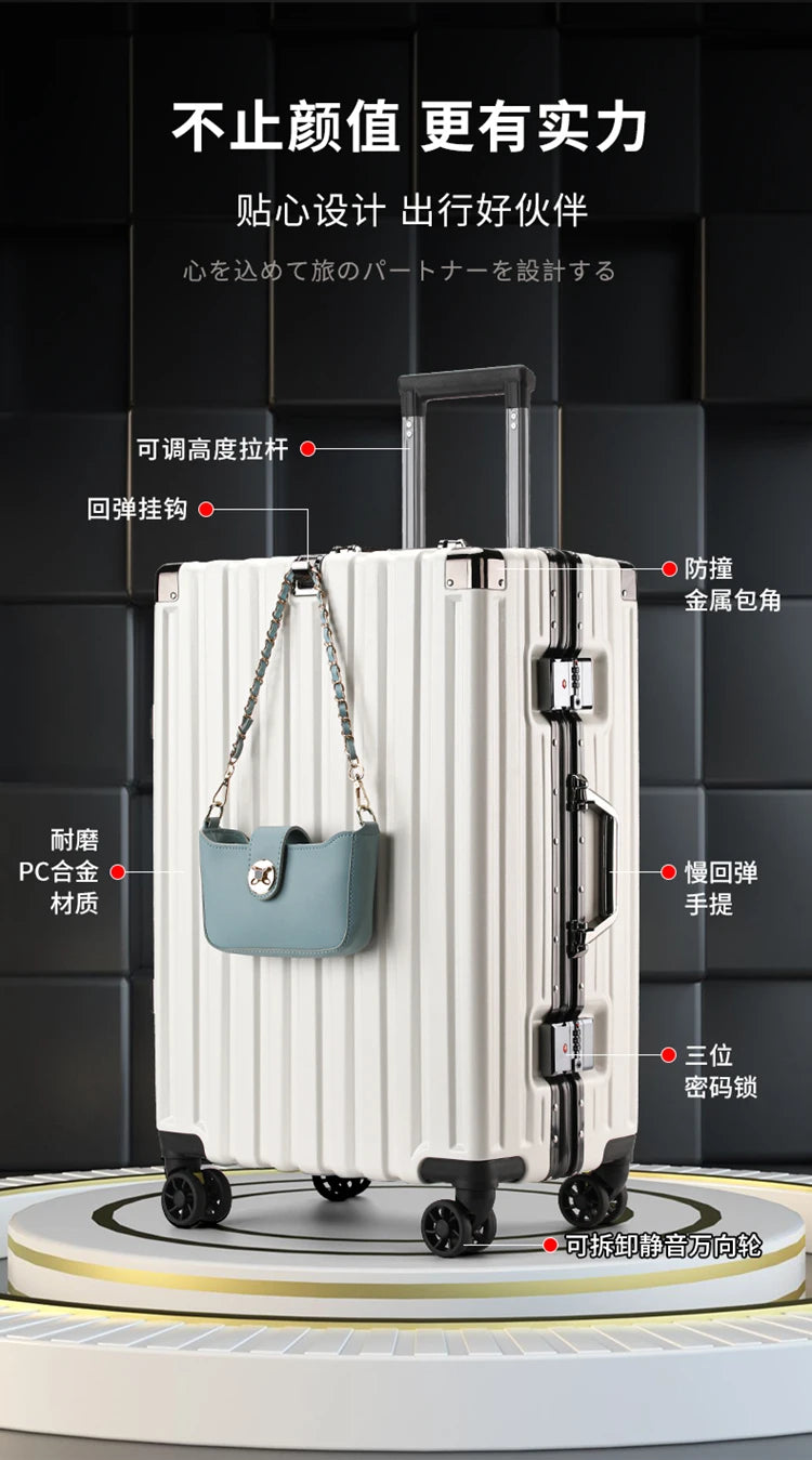 New High-value rolling luggage men women fashion hard trolley suitcase carry ons large-capacity silent travel boarding case
