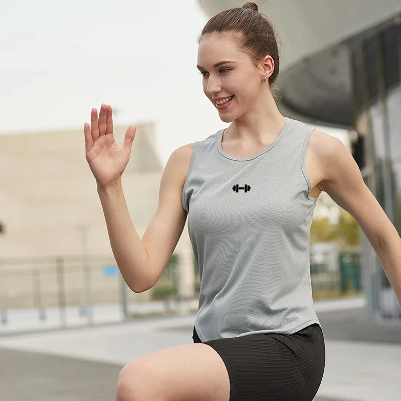 Athletics Tank Top Running Vests Womens Dumbbel Fitness Sleeveless Shirts Mesh Sports Clothing Athlete Track Field Singlets