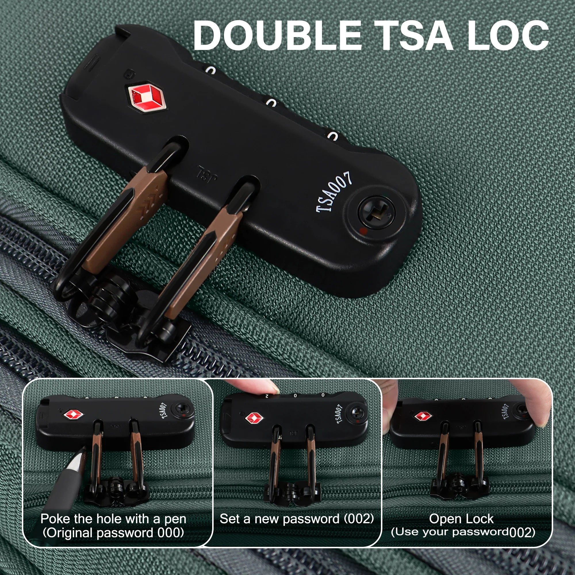 Softside Luggage Expandable Suitcase Upright Spinner Green Softshell Lightweight Luggage for Traveling & Business 20"/26"/28"