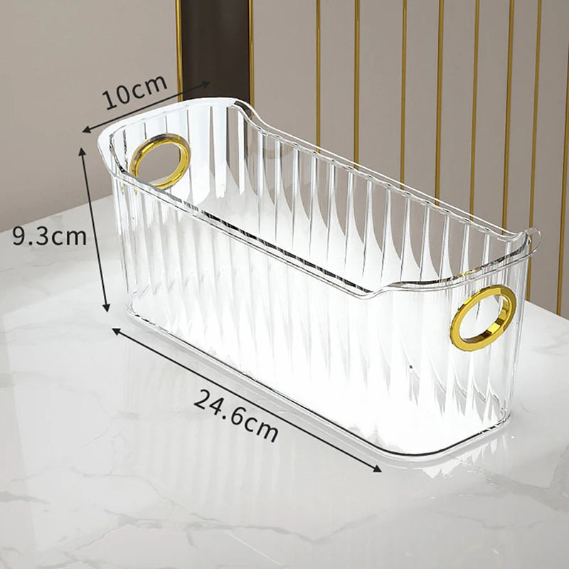 Light Luxury Desktop Cosmetics Narrow Storage Box Toiletry Cosmetic Jewelry Sundries Storage Basket Dust-proof Makeup Organizer