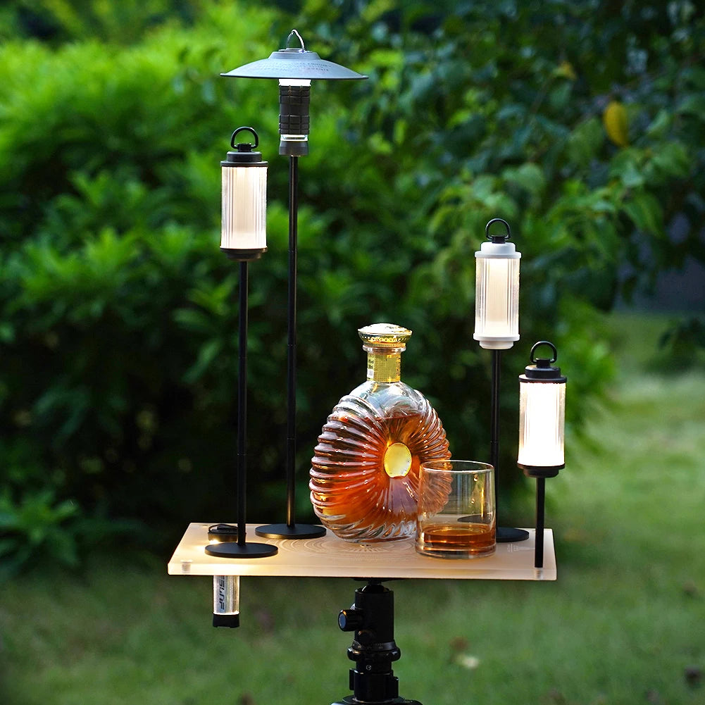 Outdoor Lamp Post Pole Aluminum Alloy Outdoor Light Pole Detachable Multi-function Lightweight for Picnic BBQ Hiking Equipment