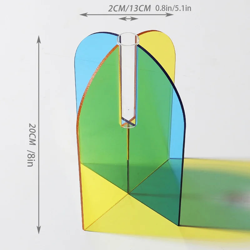 Nordic Colorful Acrylic Vases Desktop Ornaments Art Flower Arrangement Hydroponic Vase Container Living Room Home Decoration