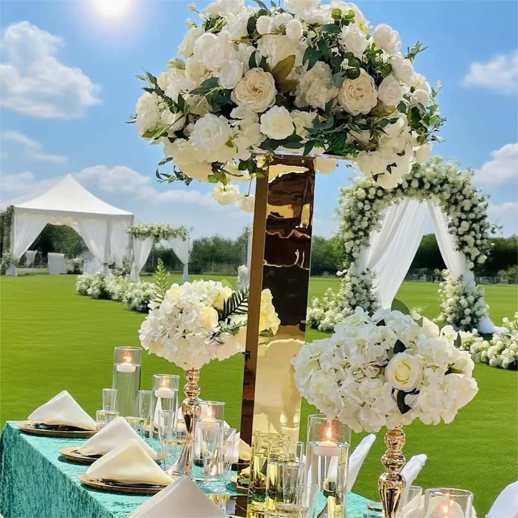 Metal Vase Wedding Table Centerpieces Stainless Steel Columnar Flower Stands Road Guide Christmas Party Hotel Decoration