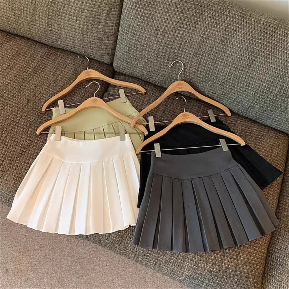 Kids Fashion Girls Clothing 4-13 Skirt Summer Daily Casual Style Little Girls Solid Colour High Waist Kids A-line Skirt