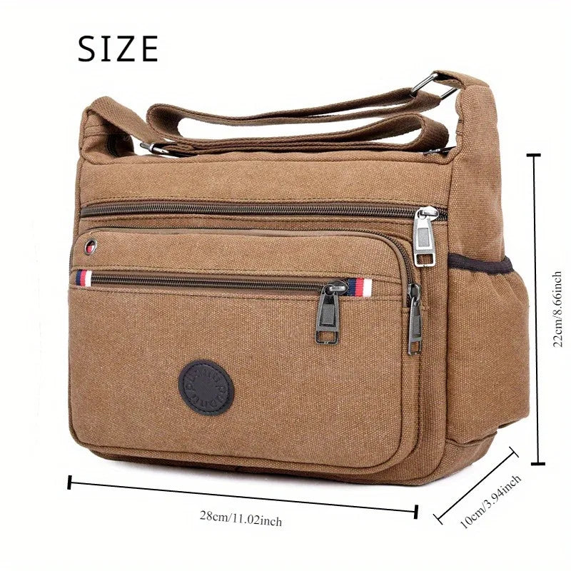 Canvas Crossbody Bag Men's One Shoulder Retro Tool Bag Travel Simple Messenger Bag