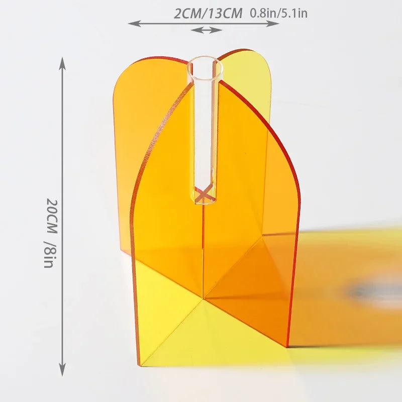 Nordic Colorful Acrylic Vases Desktop Ornaments Art Flower Arrangement Hydroponic Vase Container Living Room Home Decoration