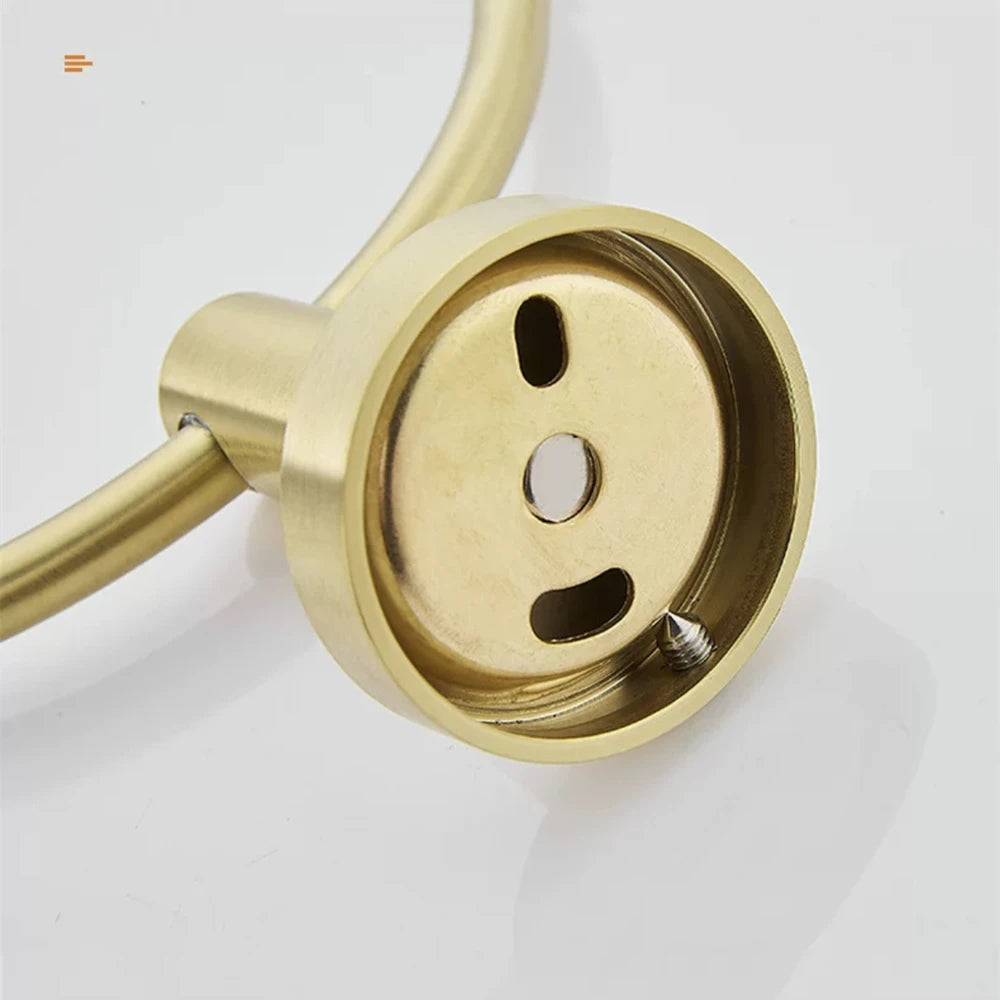 Towel Ring Black/Brushed Gold Stainless Steel Wall Hanging Drill Hole Towel Storage Rack Bathroom Accessories Round Towel Holder